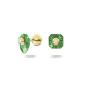 Brincos Swarovski Stud Numina Design Assimétrico Combinação de Lapidações Verde Lacado a Dourado