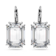 Brincos Swarovski Compridos Millenia Lapidação Octogonal Branco Lacado a Ródio