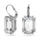 Brincos Swarovski Compridos Millenia Lapidação Octogonal Branco Lacado a Ródio