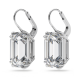 Brincos Swarovski Compridos Millenia Lapidação Octogonal Branco Lacado a Ródio