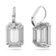 Brincos Swarovski Compridos Millenia Lapidação Octogonal Branco Lacado a Ródio