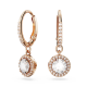 Brincos Swarovski Compridos Constella Lapidação Redonda Pavé Branco Lacado a Rosa Dourado