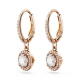 Brincos Swarovski Compridos Constella Lapidação Redonda Pavé Branco Lacado a Rosa Dourado