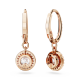 Brincos Swarovski Compridos Constella Lapidação Redonda Pavé Branco Lacado a Rosa Dourado