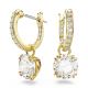 Brincos Swarovski Compridos Constella Lapidação Redonda Branco Lacado a Dourado