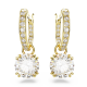 Brincos Swarovski Compridos Constella Lapidação Redonda Branco Lacado a Dourado