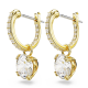 Brincos Swarovski Compridos Constella Lapidação Redonda Branco Lacado a Dourado