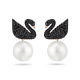 Invólucros para Brincos Swarovski Iconic Swan Cisne Preto Lacado a Rosa Dourado