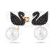 Invólucros para Brincos Swarovski Iconic Swan Cisne Preto Lacado a Rosa Dourado