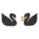 Invólucros para Brincos Swarovski Iconic Swan Cisne Preto Lacado a Rosa Dourado