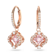 Brincos Swarovski Compridos Sparkling Dance Trevo de Quatro Folhas Rosa Lacado a Rosa Dourado