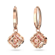 Brincos Swarovski Compridos Sparkling Dance Trevo de Quatro Folhas Rosa Lacado a Rosa Dourado