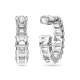 Brincos Swarovski Argola Millenia Lapidação Octogonal Brancos Lacado a Ródio