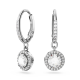 Brincos Swarovski Compridos Constella Lapidação Redonda Pavé Branco Lacado a Ródio