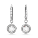 Brincos Swarovski Compridos Constella Lapidação Redonda Pavé Branco Lacado a Ródio