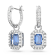 Brincos Swarovski Stud Millenia Lapidação Octogonal Azul Lacado a Ródio