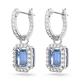 Brincos Swarovski Stud Millenia Lapidação Octogonal Azul Lacado a Ródio