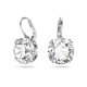 Brincos Swarovski Compridos Millenia Lapidação Redonda Branco Lacado a Ródio