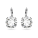 Brincos Swarovski Compridos Millenia Lapidação Redonda Branco Lacado a Ródio