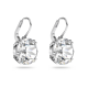 Brincos Swarovski Compridos Millenia Lapidação Redonda Branco Lacado a Ródio