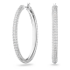 Brincos Swarovski Argola Stone Pavé Grandes Brancos Lacado a Ródio