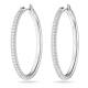 Brincos Swarovski Argola Stone Pavé Grandes Brancos Lacado a Ródio