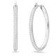 Brincos Swarovski Argola Stone Pavé Grandes Brancos Lacado a Ródio