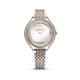 Relógio Swarovski Crystalline Aura Fabrico Suiço Pulseira de Metal Tom Dourado Rosa Acabamento de Combinação de Metais