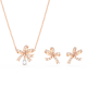 Conjunto Swarovski Volta Laço Branco Lacado a Rosa Dourado