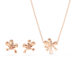 Conjunto Swarovski Volta Laço Branco Lacado a Rosa Dourado