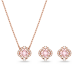 Conjunto Swarovski Sparkling Dance Combinação de Lapidações Trevo de Quatro Folhas Rosa Lacado a Rosa Dourado