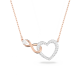 Colar Swarovski Infinity Infinito e Coração Branco Acabamento de Combinação de Metais