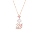 Colar Swarovski Y Dazzling Swan Cisne Rosa Lacado a Rosa Dourado