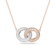 Colar Swarovski Stone Círculos Entrelaçados Branco Lacado a Rosa Dourado