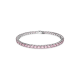 Pulseira Swarovski Matrix Tennis Lapidação Redonda Pequena Rosa Lacado a Ródio