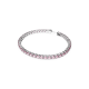Pulseira Swarovski Matrix Tennis Lapidação Redonda Pequena Rosa Lacado a Ródio