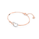 Bracelete Swarovski Infinity Infinito e Coração Branca Acabamento de Combinação de Metais