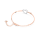 Bracelete Swarovski Infinity Infinito e Coração Branca Acabamento de Combinação de Metais