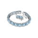 Pulseira Swarovski Millenia Lapidação Quadrada Média Azul Lacado a Ródio