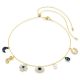 Gargantilha Swarovski Symbolica Lua infinito trevo de quatro folhas olho grego e ferradura Azul Lacado a dourado