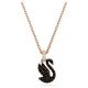 Pingente Swarovski Swan Cisne Pequeno Preto Lacado a rosa dourado 