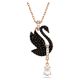 Pingente Swarovski Swan Cisne Preto Lacado a rosa dourado