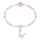 Charm Swarovski Remix Collection W Letra Branco Lacado a rosa dourado