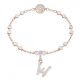 Charm Swarovski Remix Collection W Letra Branco Lacado a rosa dourado