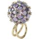Anel Swarovski cocktail Curiosa Círculo azul banhado a Dourado