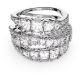 Anel Swarovski Twist Wrap Combinação de lapidações Branco Lacado a ródio 58