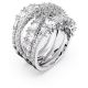 Anel Swarovski Twist Wrap Combinação de lapidações Branco Lacado a ródio 58