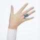 Anel Swarovski cocktail Lucent Lapidação octogonal Azul