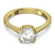 Anel Swarovski cocktail Constella Lapidação redonda Pavé Branco Lacado a dourado 50
