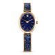 Relógio Swarovski Crystal Rock Oval Fabrico suíço Pulseira de metal Azul Acabamento em rosa dourado